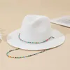 Weitkrempeln HATs 2023 Designer farbenfrohe Perlen Halskette Sonne für Frauen Sommerfaltbare Strand Ladies Fashion Party Hut Großhandel