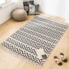 Tapis de luxe Grand rectangle Maison Boho style décor Coton lin Épaissir la géométrie tapis fait main Tatami porte sol MAT Tapis de salon 230511