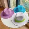 Bérets couleur unie disquette chapeaux de soleil pour femmes hommes grand large bord chapeau de plage unisexe Western Cowboy parasol Panama paille casquettes vacances