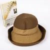 Wide Brim Hats 202304-2509139 Chic Summer Natural Folds Fishing Sun Protection Can Fold Cap Men Women Leisure Hat