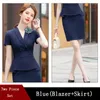 Two Piece Dress Summer Short Sleeve Double Breasted Formal Women Business Suits With Skirt And Tops Ladies Office Work Wear Professional