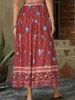 Skirts Floral Print Drawstring Waist Skirt Boho For Spring & Summer Women's Clothing