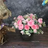 Flores decorativas para el hogar simulación pequeño ramo rosa flor artificial decoración de la boda 5 cabezas rosas persas flores LT409