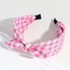 Högklassig tyg Plaid Rabbit Ears Bow pannband mode hårtillbehör Kvinnor Trend Casual Hairband Hair Band Girl Headwear