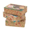 Present Wrap Christmas Cookie Boxes med Clear Window Xmas Kraft Paper Box