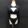 Stage Wear Multi-Color Bikini Nightclub Gogo Dance Costume Lange Mouw Tops Pole Outfit DJ Dancer Clubwear Jazz Dancewar VDB5163