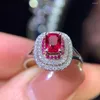 Pierścienie klastra Y404 Spinel Fine Real 18K AU750 Naturalne kamienie szlachetne 0,78CT Dift rocznicowy