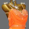 Sexy Rock Orange Latin Dance Wettbewerb Fransen Kleid Kostüme für professionelle Frauen Auftritte Sexy Mädchen Ballsaal Kleidung Large 230511