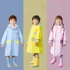 Rain Gear QWE123 Raincoat Children Rain Poncho Boys Girls Poncho With Schoolbag Child Thighted Windbreaker Raincoat Rain Poncho 230511