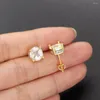 Studörhängen Classic Moissanite CZ för kvinnor Crystal Round Four Prong Seting Earings Luxury Jewelry Wedding Accessories OHE125