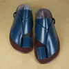 Zapatillas de verano romanas para hombres zapatillas masculinas de gran tamaño PU cuero de cuero abierta para al aire libre sandalias planas