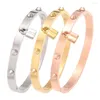 Bangle Fashion Stainless Steel 6MM Wide Love Lock Welding Anchor 3 Colors Jewelry For Women's Style Bracelet Party Gift