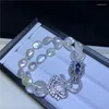 Link Bracelets Leopard Design Clasp Keshi Pearl Bracelet Natural Freshwater Double Strand Jewelry Fashion Girlfriend Gifts
