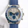 Reloj mecánico automático de lujo para hombre, 40mm, 904L, correa de goma azul, luminoso, resistente al agua, Relojes para hombres