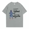 القمصان للرجال Ratatouille Print Print Thirts Im Afeaid لقد صدمت آخر Tatouille Sir T Shirt Funny Mouse Tees الرجال اللطيف Tshirt 230511