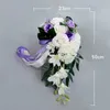 Decorative Flowers Waterfall Wedding Bride Bouquet Bridesmaid Hand Tied Artificial Flower Decor Home Holiday Party Supply Floral European Rose Gift 230510