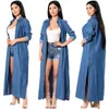 Women's Trench Coats Thin Denim Coat Women 2023 Spring Summer Long Sleeve Cardigan Manteau Two Sides Split Ends Windbreaker Female H743