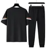 Tracksuits voor heren zomer t shirt broek broek voor mannen set tweedelig zwart grijs tracksuit hiphop streetwear loopt sportkleding oversized 230511