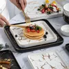 Plates Creative Steak Square Cutlery Set Marble Western-Style Dish Ceramic Flat Sushi Dessert Tray