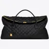 Black Fashion ES Borse da viaggio giganti in pelle trapuntata Maxi Borsa elastica Manici superiori borsone da donna da uomo con chiusura a zip Custodia grandi borse v5EO #