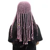 Hijabs Womens Handmade Crochet Hats Y2k Fashion Fascinating Hollow Beanie Hat Cap with Beads Tassle Decoration Chic Hat 230511