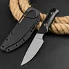 Hochwertiges BM15600 ODER gerades Jagdmesser D2 Stone Wash-Klinge Full Tang Nylon plus Glasfasergriff Outdoor-Überlebensmesser mit fester Klinge und Kydex