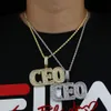 Pendant Necklaces Hip Hop Fashion CZ Letter CEO Necklace Iced Out Bling 5A Cubic Zirconia Full Paved Tennis Chain For Boy Men Jewelry 230511
