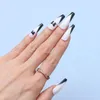 False Nails 24pcs Full Cover Nail Art Tips Need Glue Stick Designs Fake French Design Butterfly White Pink