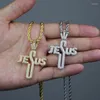 Colares pendentes de estilos de navio soltar Carta de Jesus Cross Shape Fit Fit Tennis Chain Colar para homens Mulheres Hip Hop Jóias