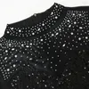 Tracksuits voor dames sexy lovertjes Sparkly Party Dress Women Rhinestone Mesh Birthday Dresses Autumn Feather Long Sleeve Bodycon Sundress