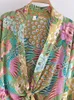 Cover-up Vintage Boho Kimono Pauw Korte gewaad Badpakken Damesmode Bloemen Vleermuismouwen Rayon Boheemse Bikini Cover Ups Strandkleding