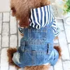 Apparel Pet Dog Clothes Denim Fleece Jumpsuit Pants Hooded Thicken Coat Winter Chihuahua Yorkie French Bulldog Onesie Pet Outfit Coat