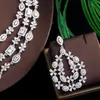 Bröllopsmycken sätter upp tre graces lysande vita kubiska zirkoniumlager stora nacklace örhängen brudgagemän set för kvinnor TZ542 230511