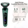 Rasoirs électriques Green Smart Rasoir électrique LCD Affichage numérique Rasoir flottant à trois têtes USB Rechargeable Lavage Multi-fonction Barbe Couteau 230511