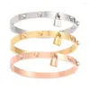 Bangle Fashion Stainless Steel 6MM Wide Love Lock Welding Anchor 3 Colors Jewelry For Women's Style Bracelet Party Gift