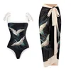 Cover-up bowknot maiô de uma peça feminina saia de banho cobrir biquíni brasileiro 2023 nova impressão floral praia maiô