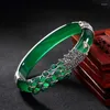 Bangle Real 925 Pulseira de prata esterlina Mulheres Thai Chalcedony Jade Retro Marcasita Pavão Braceletbangles Jóias finas