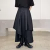 بنطلون الرجال السراويل أزياء 2023 أسود غير منتظم sstreetwear اليابان المرقور طول الكاحل على النقيض من شريط فضفاض