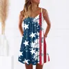 Lässige Kleider Amerikanische Flagge Stern Gestreifter Tank Mini für Frauen Sommer V-Ausschnitt Dresse USA T-Shirts Kleid Ärmelloses Sommerkleid 2023