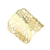 Bangle Simple Open Cuff Bangles Bracelets для женщин -ювелирных украшений Полые металлические ретро прохладный пронзительный гравированный листь