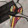 Fashion Color Bikini Set Summer Holiday Swimming Swimwear Womens Wave Print Bathing Suit