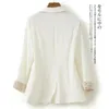 Kadınlar Suits Kadınlar Blazer Beyaz İnce Üç Çeyrek kollu takım elbise ince basit ceket kadın 2023 Yaz Kore moda