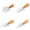 Wooden Handle Stainless Steel Cheese Knife Set Cream Cutter Butter Spatula Cheese Cheese Knife Set Cutlery Set LX5594