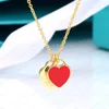 Luxe double coeur collier dames en acier inoxydable en forme de coeur diamant pendentif designer cou bijoux cadeau de Noël femmes accessoires en gros avec boîte