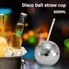 Andere huizentuin 600 ml Disco Mirror Ball Cups Cocktail Nachtclub Party Straw Wijn Glass Mokken Fashion Beer Sap Whisky Goblet Drink 230510