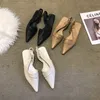 Slippers Sexy Pointed Toe Slingback Mules Women Flat Pleated Outdoor Elegant Solid Shoes For Slides