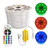 LED RGB Rope Strip Light ، AC 110V SMD 5050 LEDS التحكم عن بُعد متعدد الألوان متغير مصابيح الشريط المرن للماء للديكور في الهواء الطلق في الهواء الطلق Crestech