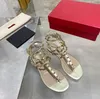 A114 Summer Color Rivets Women Spiked Gladiator Flat Sandals Stones Studded Flip Sandal Women's Shoes Justab 's