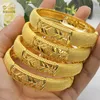 Bangle Luxury Dubai Gold Color Bangles For Women 24k Gold Plated Indian African Armets Charm Wedding Etiopian Arabic Hand Jewelry 230511