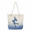 Bolsos de noche, bolsos con estampado artístico, bolso de hombro de cuerda gruesa a la moda para mujer, zapatos de patinaje de acuarela, bolso de almacenamiento para patinadores de alta capacidad